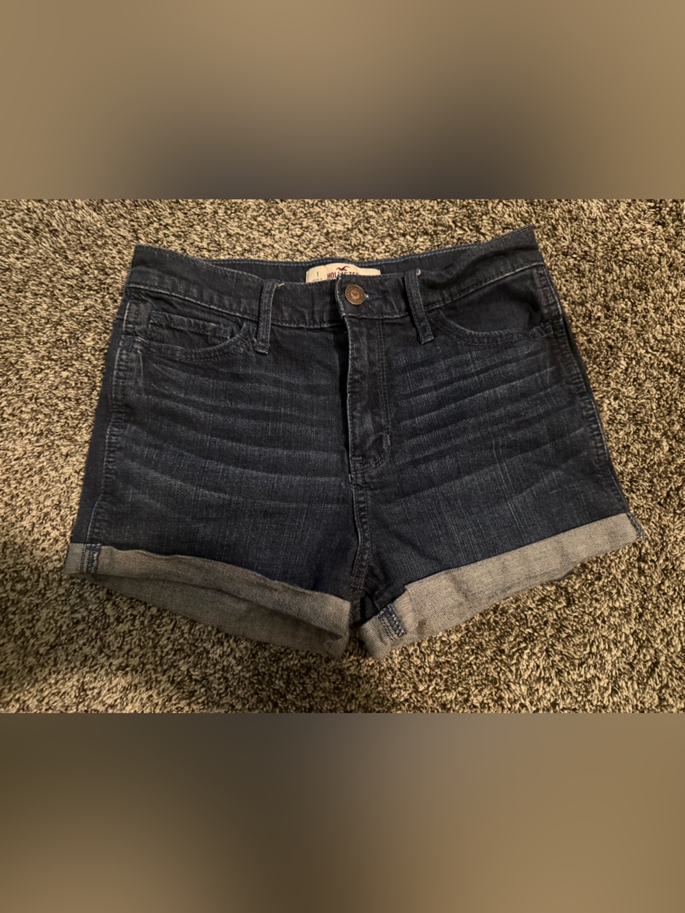 Hollister Dark Indigo Cuffed Jean Shorts